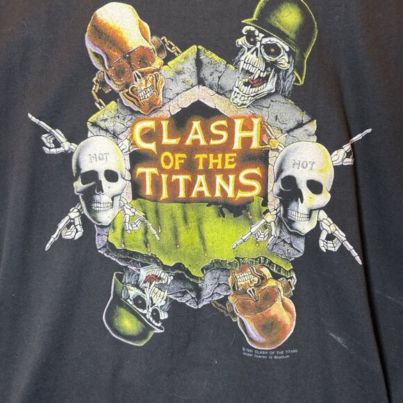 VTG 1991 SLAYER Clash of the Titans Tour Shirt DEADSTOCK Tee Swing Size M Rare - Picture 3 of 5